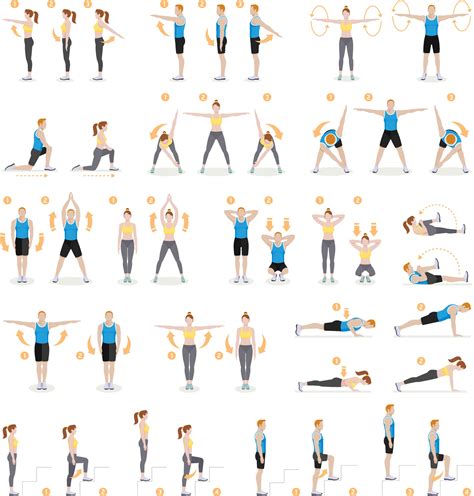 Man and woman workout fitness, aerobic and exercises. Vector ...