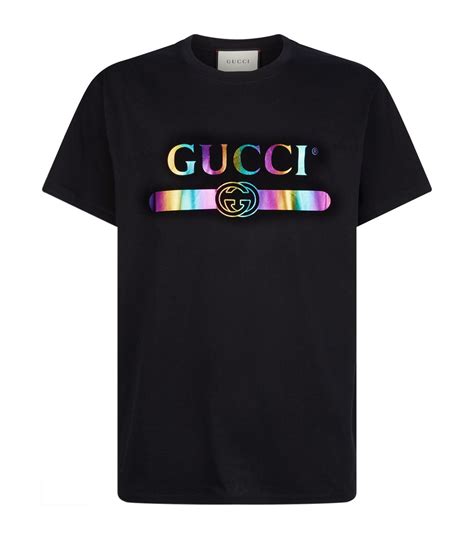 Gucci Men's Metallic Rainbow Logo Graphic T-shirt In 1082blkmult ...