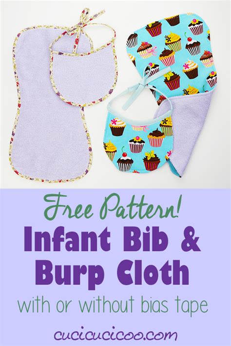 Free bib and burp cloth pattern (with/without bias tape) - Cucicucicoo