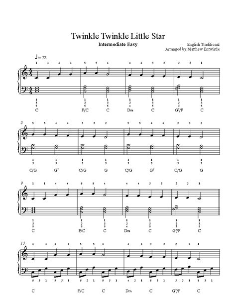 Twinkle Little Star Piano Sheet Music