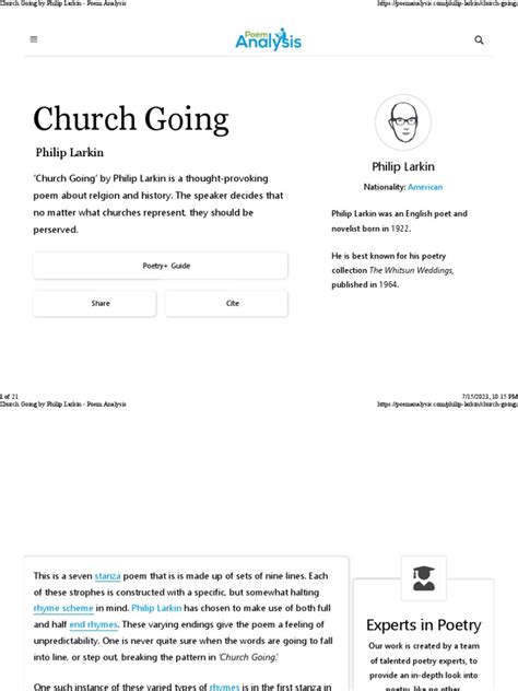 Church Going by Philip Larkin - Poem Analysis | PDF | Poetry | Rhyme
