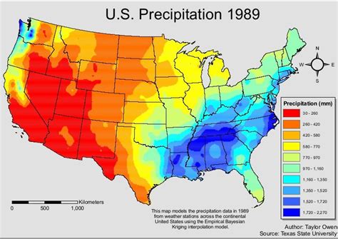 U.S. Map of Precipitation in 1989