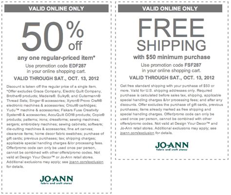 Joann.com: 50% off Printable Coupon