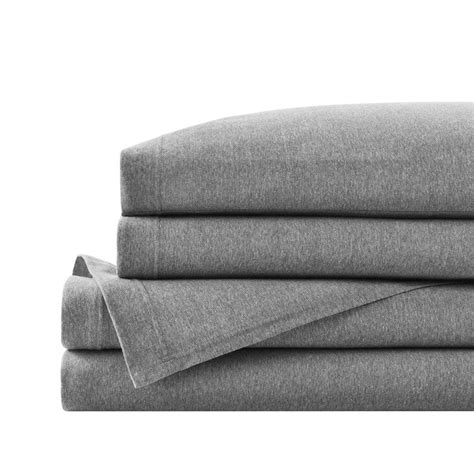 StyleWell Jersey Knit Cotton Blend Heathered Charcoal Gray 4-Piece Full ...