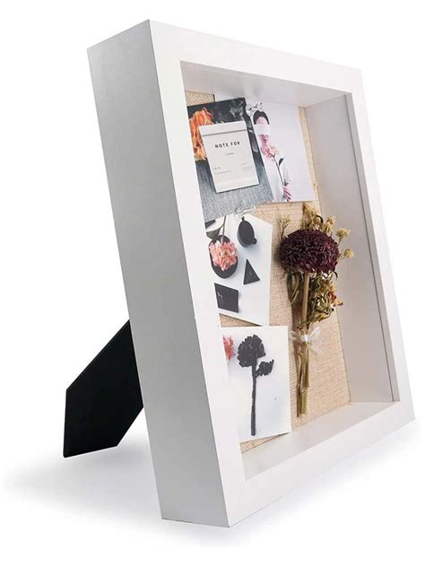 8*10 White Shadow Box Frame with Linen Background and 6 Stick Pins ...