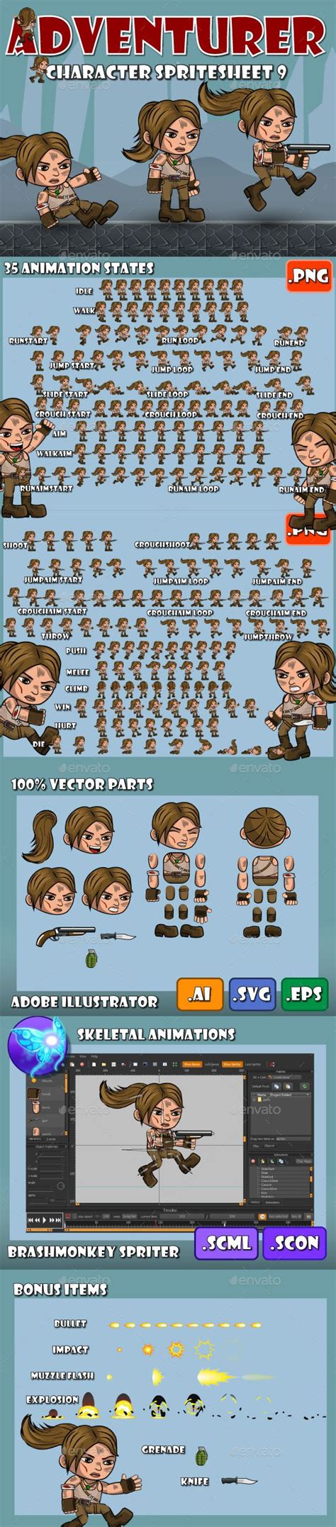 Adventurer Spritesheet 9 (Sprites) | Stunning Resources for designers ...