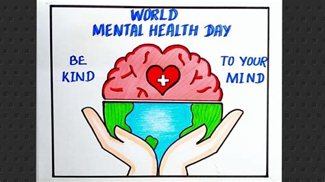 World Mental Health Day Drawing/ Easy Mental Health Day Poster Making ...