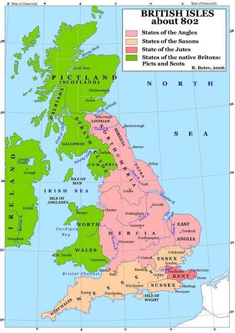 Britain in the year 802 | Map of britain, British isles map, British isles