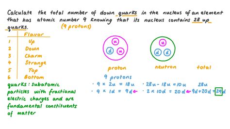 Question Video: Calculating the Number of down Quarks in a Nucleus | Nagwa