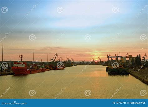 Port at sunset stock image. Image of equipment, mover - 19767715