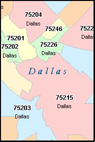 DALLAS County, Texas Digital ZIP Code Map