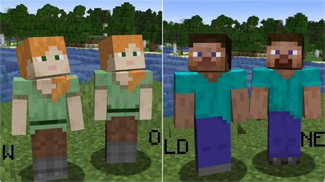 What are the changes in new Steve and Alex skins in Minecraft?