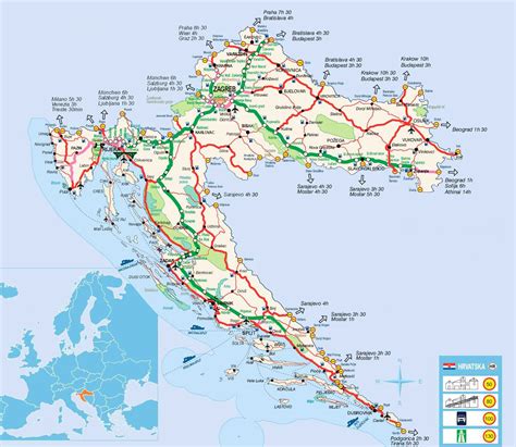 Detailed road map of Croatia. Croatia detailed road map | Vidiani.com ...