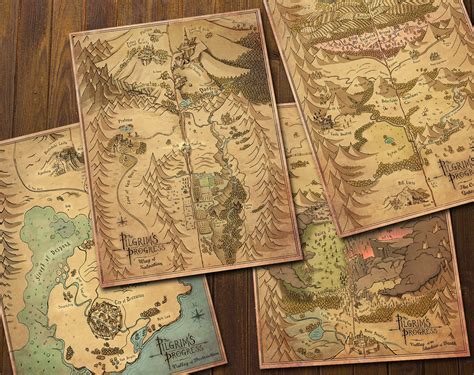 Pilgrim's Progress Maps Hand Drawn Vintage Style - Etsy UK