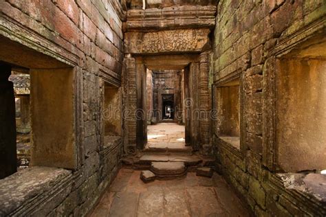 Angkor Wat Temple Inside Corridor Walls, Cambodia Stock Photo - Image ...