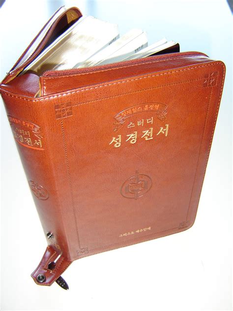 Korean KJV Study Bible / Leather Bound, Golden Edges, Thumb Index ...