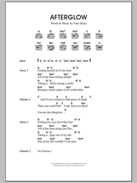 Afterglow by Travis - Guitar Chords/Lyrics - Guitar Instructor