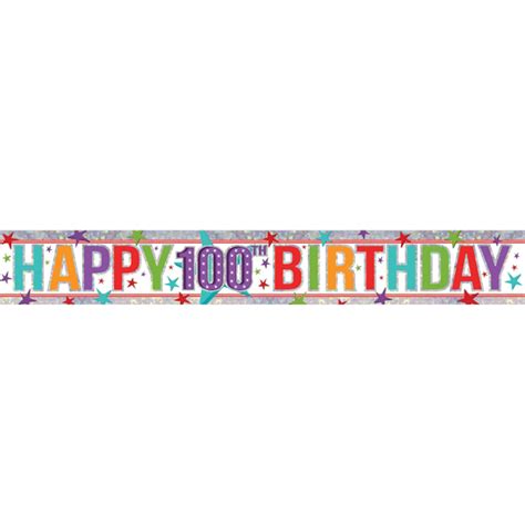 Happy 100th Birthday Banner Party Decoration Age 100 Bunting Shiny ...