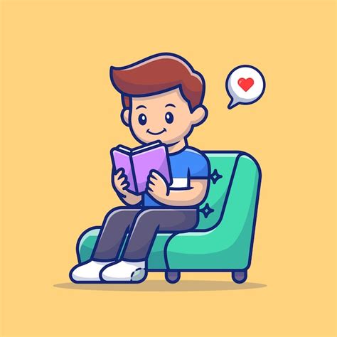 Premium Vector | Man reading book cartoon vector icon illustration ...