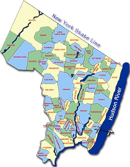 Map Of Towns In Bergen County Nj | Cities And Towns Map