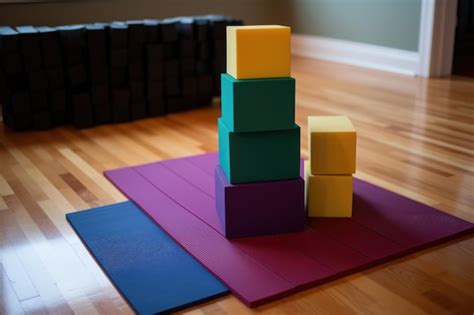 Premium AI Image | Yoga mat blocks and a a hardwood floor