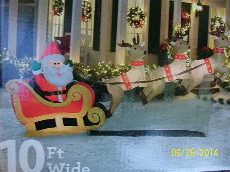 10 Ft Wide Santas Sleigh Taking Off Airblown Inflatable with 3 Reindeer ...