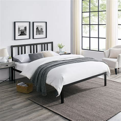 Modern Sleep Hilliard Metal Bed Frame with Headboard, King, Black ...