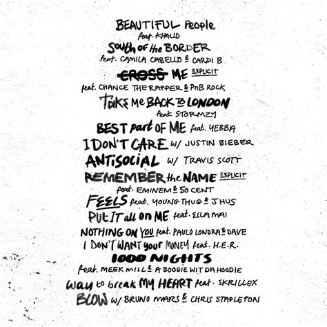 Ed Sheeran "No 6 Collaborations Project" Album Tracklist – Alexus Renée ...