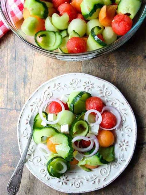 Cucumber Melon Salad with Quick Pickled Onion | The Food Blog