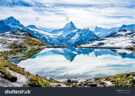 Swiss Alps Water Reflection Bachalpsee Mountain Stock Photo 323642456 ...