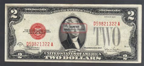 Antique 1928f $2 Dollar Bill Us Note Paper Money Old Currency Large Red ...