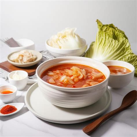 Premium AI Image | Kimchi Soup Kimchi Delicious Food White Background