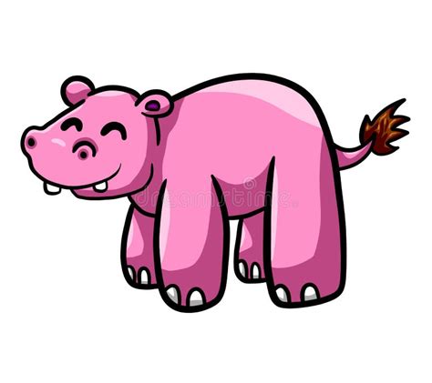 Big and Happy Pink Hippo stock illustration. Illustration of cartoon ...