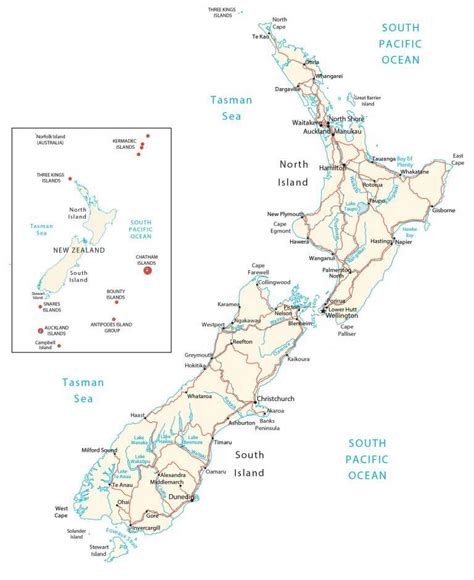 Map of New Zealand - Cities and Roads - GIS Geography