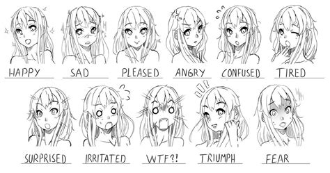 expresiones anime chica | Anime expressions, Drawing expressions, Anime ...