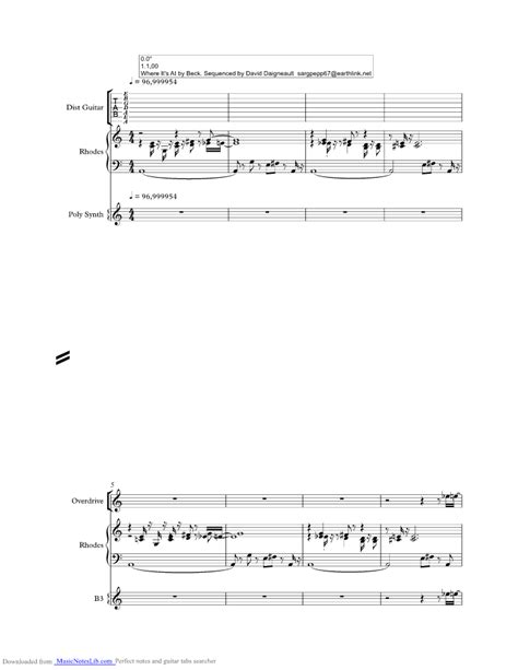 Where Its At music sheet and notes by Beck @ musicnoteslib.com