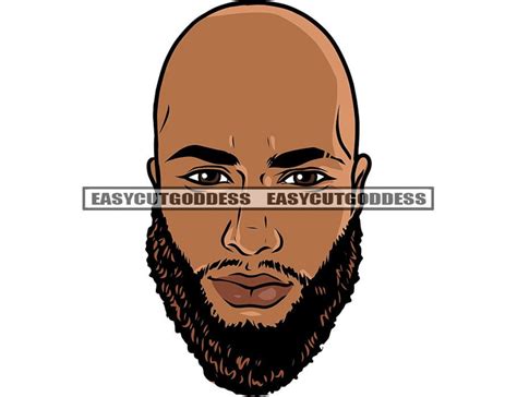 Black Man Bald Beard Brown Eyes Head Face Only Mustache Brown Skin ...