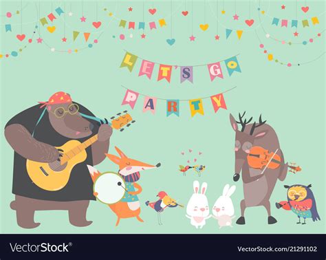 Cute animal music band Royalty Free Vector Image