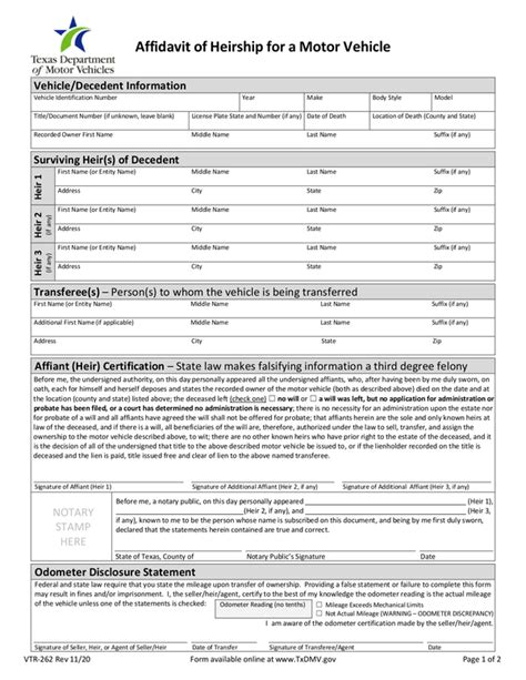 Fill - Free fillable Texas Department of Motor Vehicles PDF forms