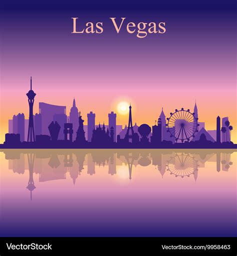 Las vegas skyline silhouette on sunset background Vector Image