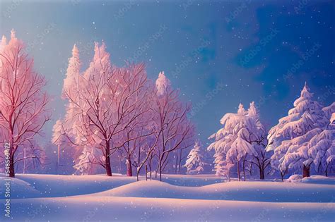 Beautiful winter landscape with snow covered trees Stock-Illustration ...