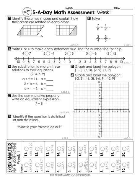 6th Grade Weekly Math Assessments • Teacher Thrive