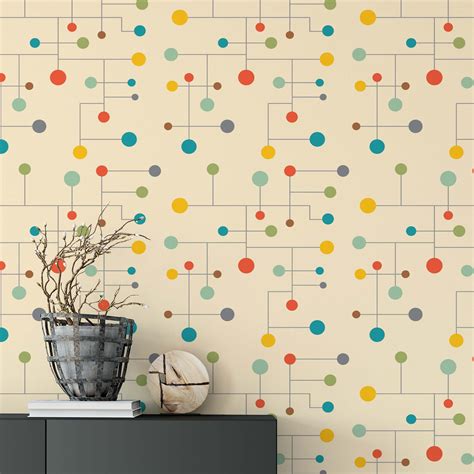 Mid Century Modern Wallpaper Removable Wallpaper Retro - Etsy