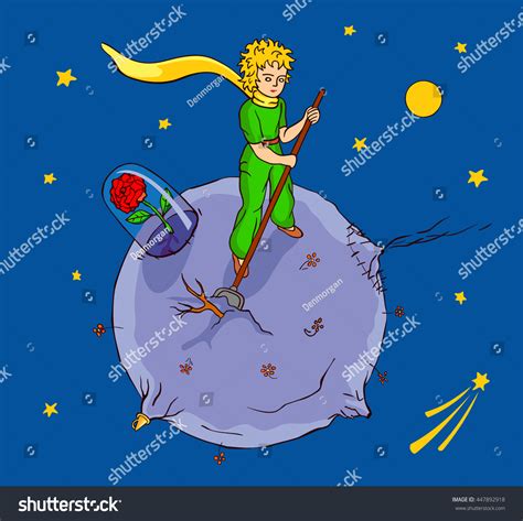 Little Prince Works On His Planet Stock Vector (Royalty Free) 447892918