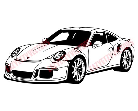 Porsche 911 GT3 RS Vector File Drawing - Etsy