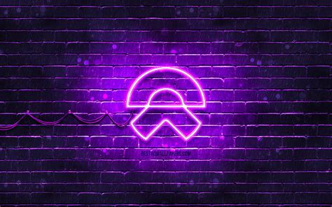 4K free download | NIO violet logo, violet brickwall, NIO logo, cars ...