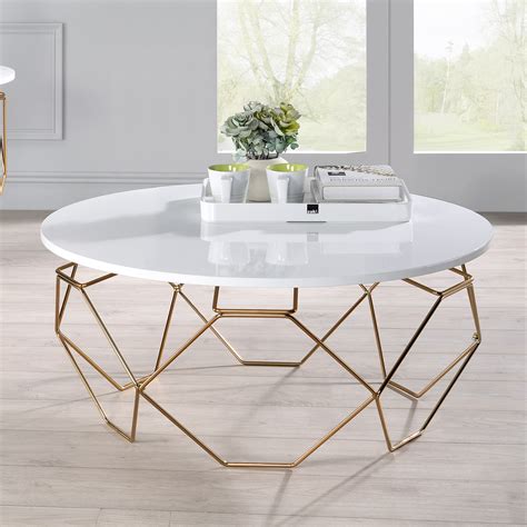 Furniture of America Glaser Contemporary Coffee Table, White and Gold ...