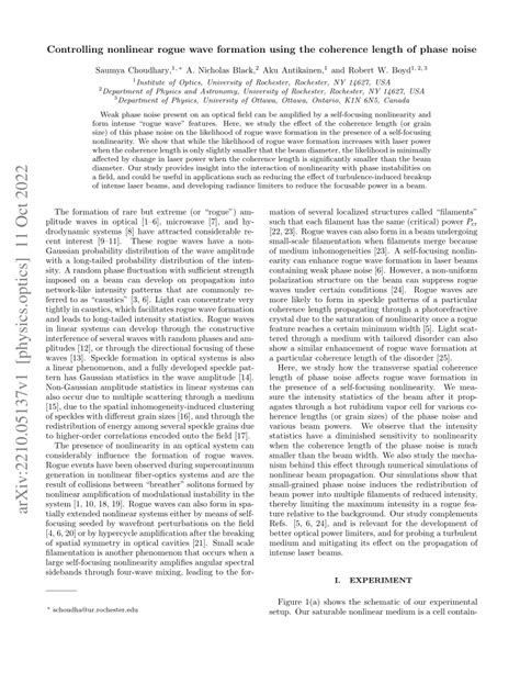 (PDF) Controlling nonlinear rogue wave formation using the coherence ...