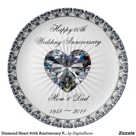 Diamond Heart 60th Anniversary Porcelain Plate | Zazzle.com | Custom ...