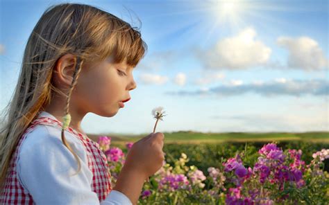 Girl holding white Dandelion while blowing during daytime HD - DaftSex HD